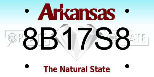 8B17S8 Arkansas License Plate
