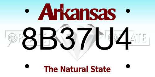 8B37U4 Arkansas License Plate