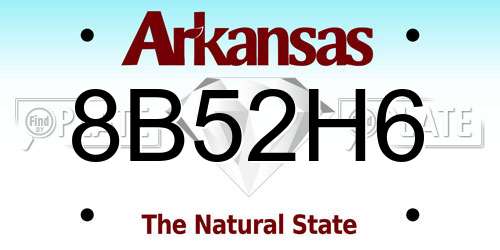 8B52H6 Arkansas License Plate