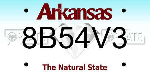 8B54V3 Arkansas License Plate