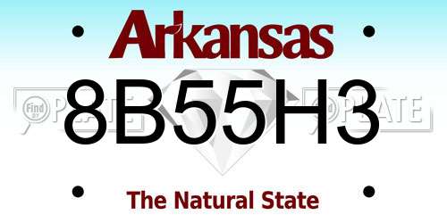 8B55H3 Arkansas License Plate