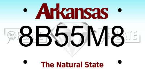 8B55M8 Arkansas License Plate