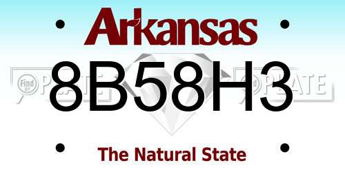 8B58H3 Arkansas License Plate