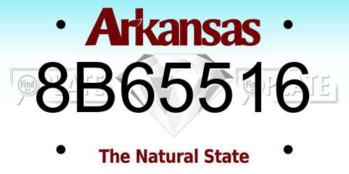 8B65516 Arkansas License Plate