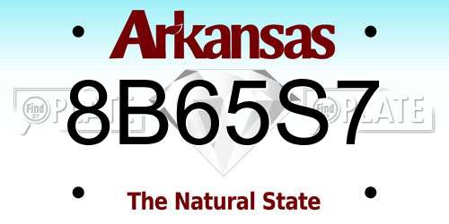8B65S7 Arkansas License Plate