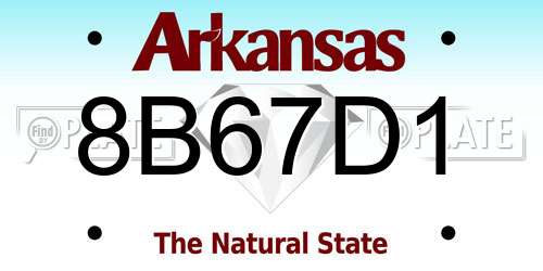 8B67D1 Arkansas License Plate