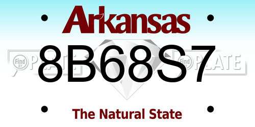 8B68S7 Arkansas License Plate