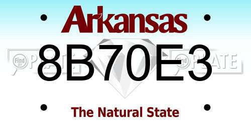 8B70E3 Arkansas License Plate