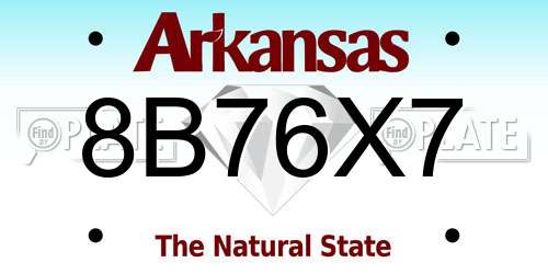 8B76X7 Arkansas License Plate
