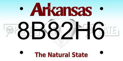 8B82H6 Arkansas License Plate