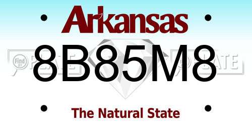 8B85M8 Arkansas License Plate