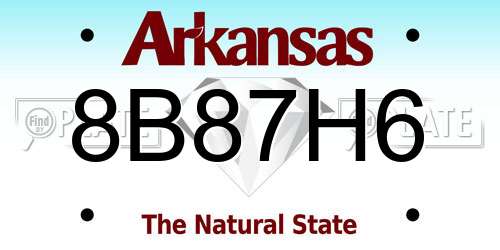 8B87H6 Arkansas License Plate