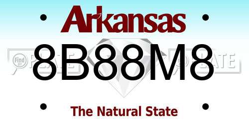 8B88M8 Arkansas License Plate