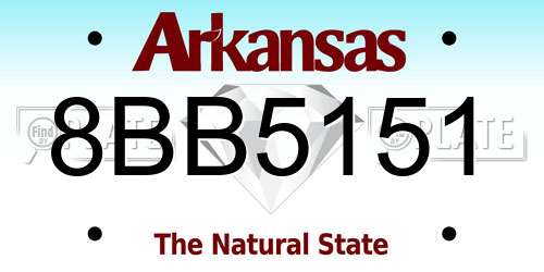 8BB5151 Arkansas License Plate