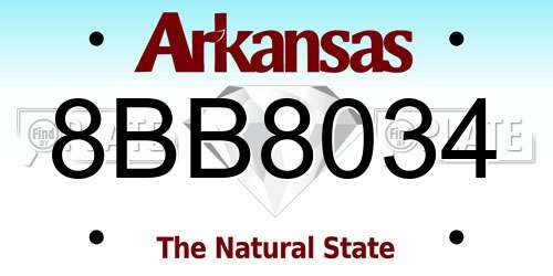 8BB8034 Arkansas License Plate