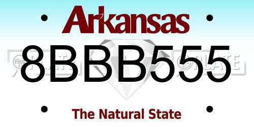 8BBB555 Arkansas License Plate