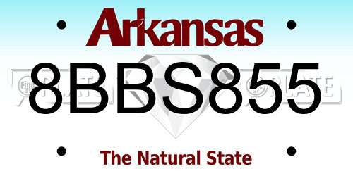 8BBS855 Arkansas License Plate