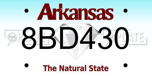 8BD430 Arkansas License Plate