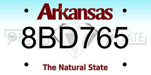 8BD765 Arkansas License Plate