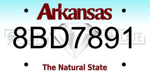 8BD7891 Arkansas License Plate