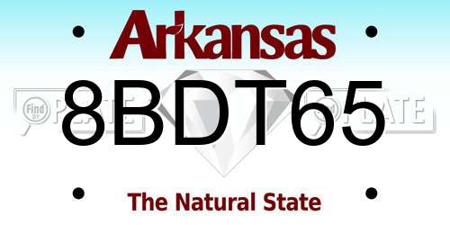 8BDT65 Arkansas License Plate