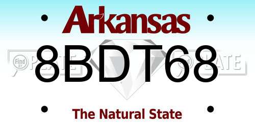 8BDT68 Arkansas License Plate