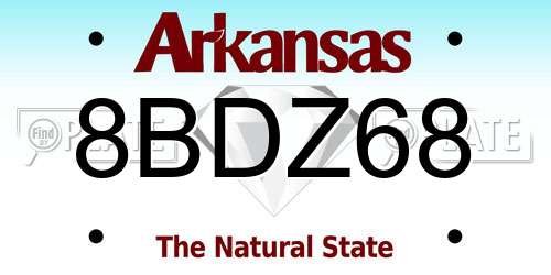 8BDZ68 Arkansas License Plate