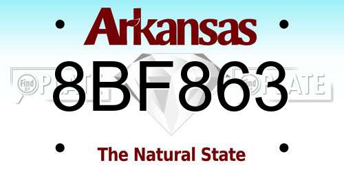 8BF863 Arkansas License Plate