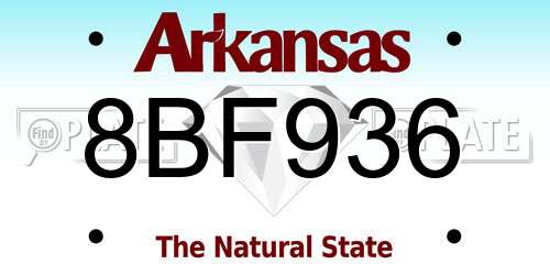8BF936 Arkansas License Plate