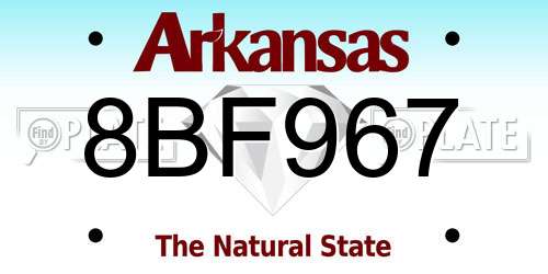 8BF967 Arkansas License Plate