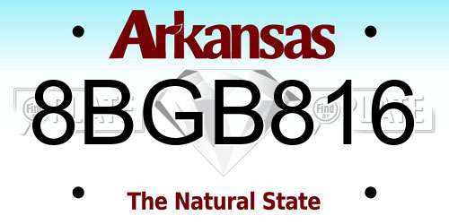 8BGB816 Arkansas License Plate