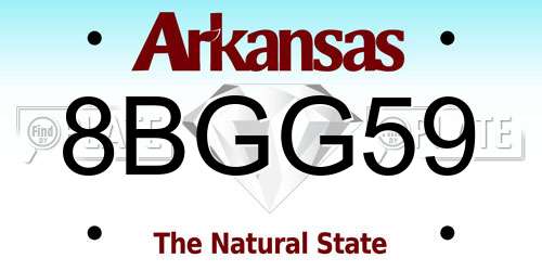 8BGG59 Arkansas License Plate