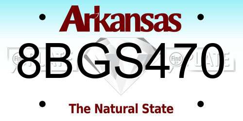 8BGS470 Arkansas License Plate
