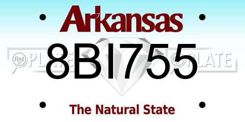 8BI755 Arkansas License Plate