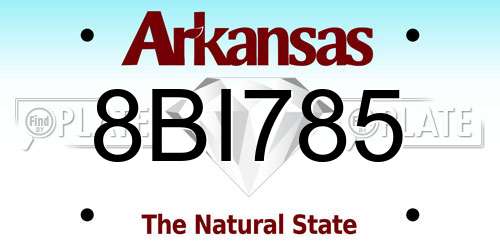 8BI785 Arkansas License Plate