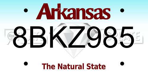 8BKZ985 Arkansas License Plate