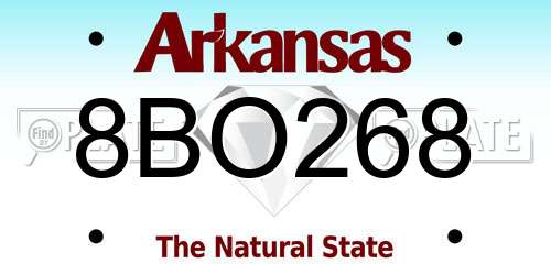 8BO268 Arkansas License Plate