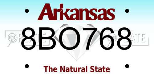 8BO768 Arkansas License Plate