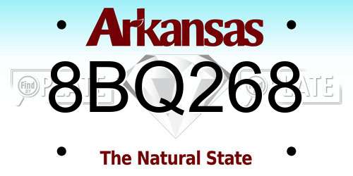 8BQ268 Arkansas License Plate