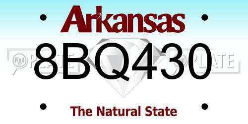 8BQ430 Arkansas License Plate