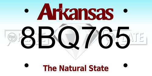 8BQ765 Arkansas License Plate