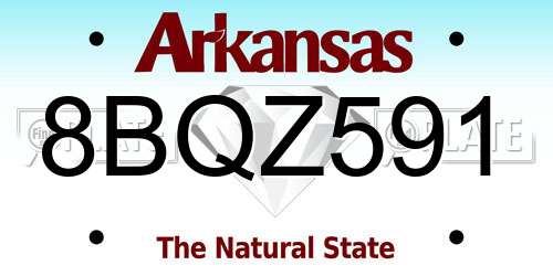 8BQZ591 Arkansas License Plate