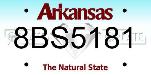 8BS5181 Arkansas License Plate