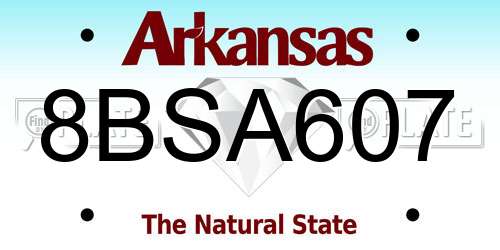 8BSA607 Arkansas License Plate
