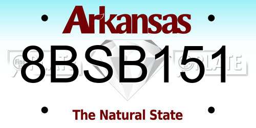 8BSB151 Arkansas License Plate