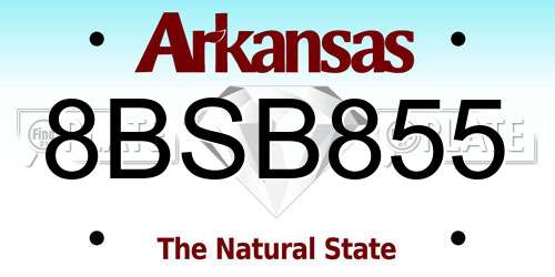 8BSB855 Arkansas License Plate
