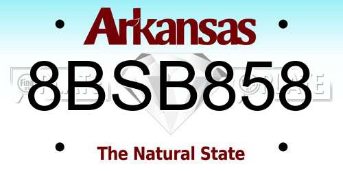 8BSB858 Arkansas License Plate