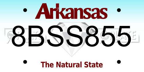 8BSS855 Arkansas License Plate