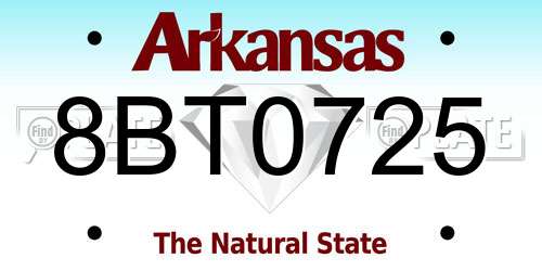 8BT0725 Arkansas License Plate