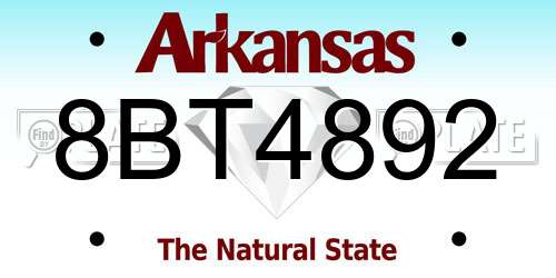 8BT4892 Arkansas License Plate